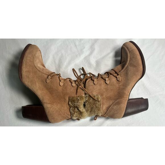 UGG Analise Lace Up Shearling Ankle‎ Booties Size 10 Chestnut - Picture 7 of 15